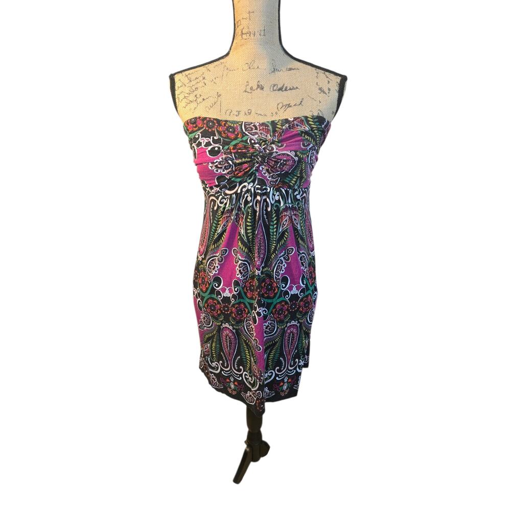 Soma colorful dress with removeable pads and straps, pockets, size small